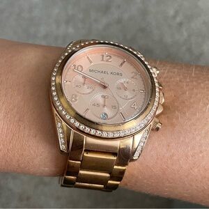 Michael Kors gold and rose gold metal watch